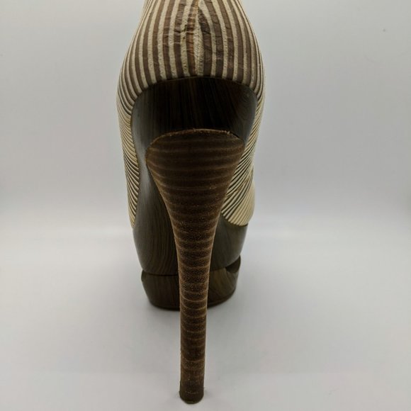 Jessica Simpson Striped Heels with Wood Platform - Picture 4 of 8